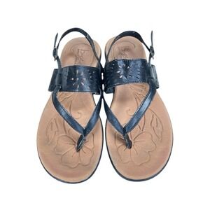 b.o.c. Born Concept Women Black Strappy Laser Cut Floral Slingback Sandals 10M